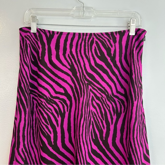 Vintage Express Pink Zebra Flowy Knee-Length Animal Print Skirt Size 9/10 MED - Picture 2 of 11